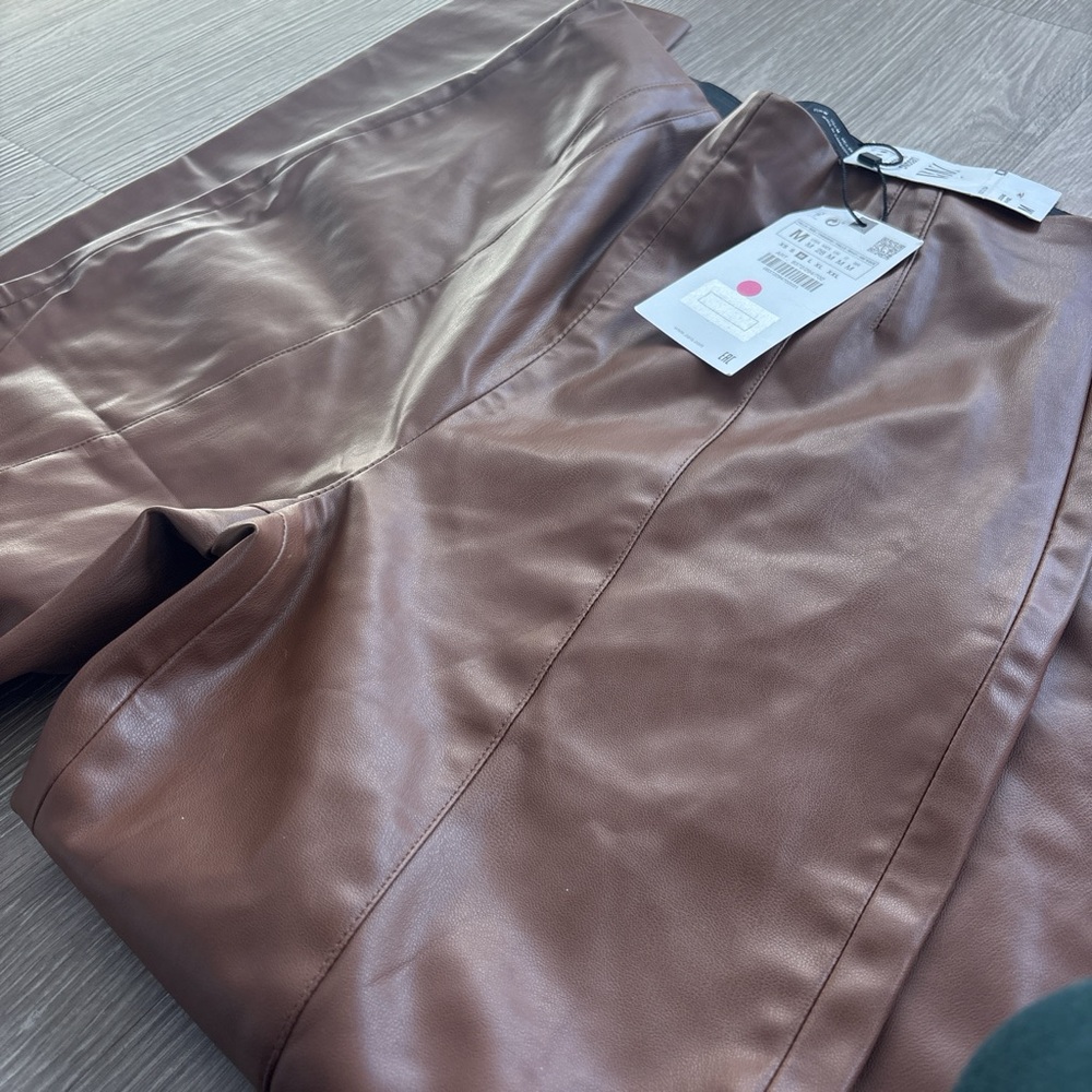 Zara brown High-Rise Leggings - Picture 5 of 6